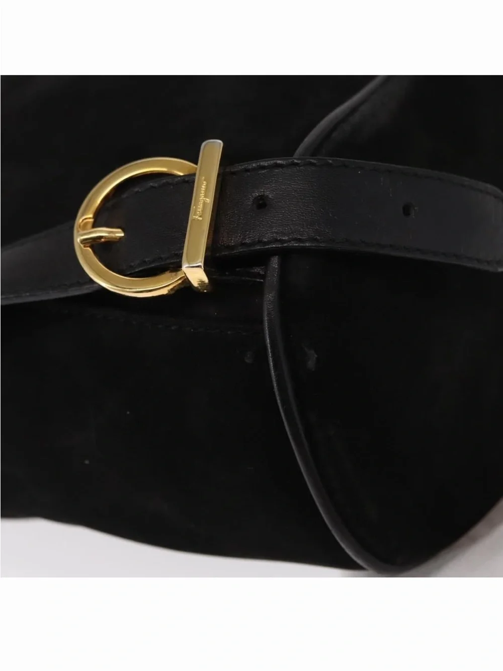 Salvatore Ferragamo Gancini Vintage Black Suede Backpack